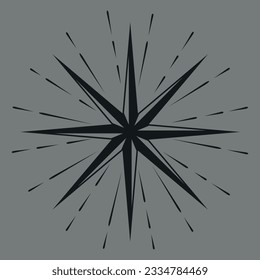 Star silhouette. Rose of Wind. Vector over gray background