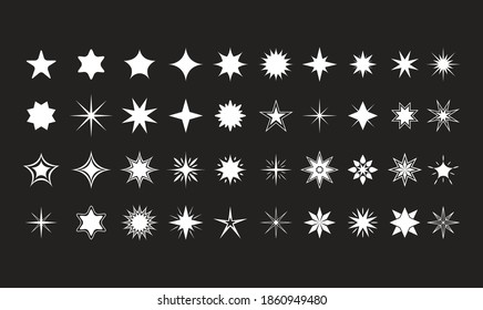 Diseño de conjunto de iconos de estilo de silueta de estrella, espacio cielo nocturno naturaleza ciencia galaxia celestial y tema de astrología Ilustración vectorial