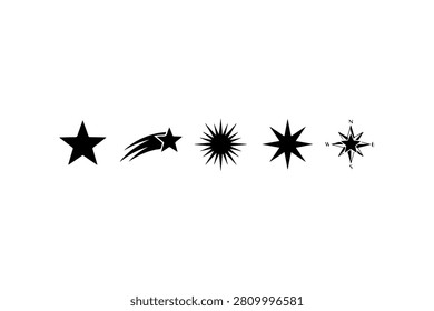 Star Silhouette Vector Icon Collection Set