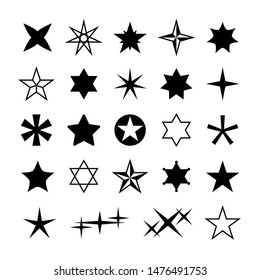 Star silhouettes. Rising christmas stars, abstract geometric cosmos starry symbols. Different reward, rating vector isolated magic xmas sparkle galaxy shapes