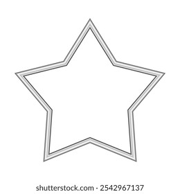 Marco plateado estrella. Aislado de lujo de cinco puntas de plata de la estrella de borde gris. Elemento de diseño de maqueta de marco de estrella plateada. Ilustración vectorial.