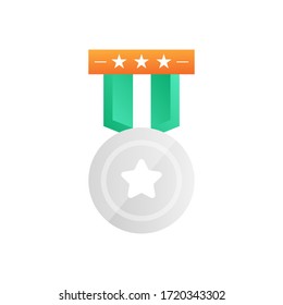 Star silver medalion icon icon illustration. Champion winner awards of honor vector isolated template icon