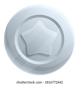 Star silver token icon. Cartoon of star silver token vector icon for web design isolated on white background