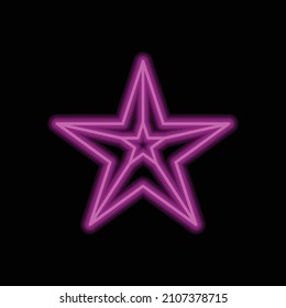Icono de estrella simple. Diseño plano. Neón morado sobre fondo negro.ai