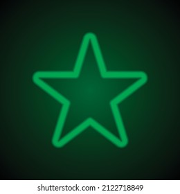 Vector de icono simple de estrella. Diseño plano. Neón verde sobre fondo negro con luz verde.ai