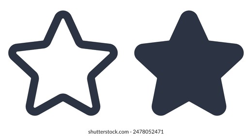 Star simple icons set designed in filled, outline, line and stroke style