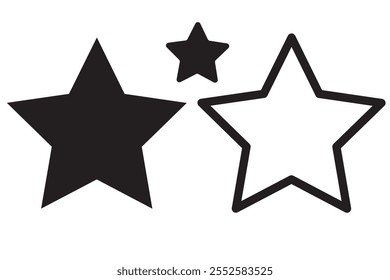 Star simple icons set designed in filled, outline, line and stroke style