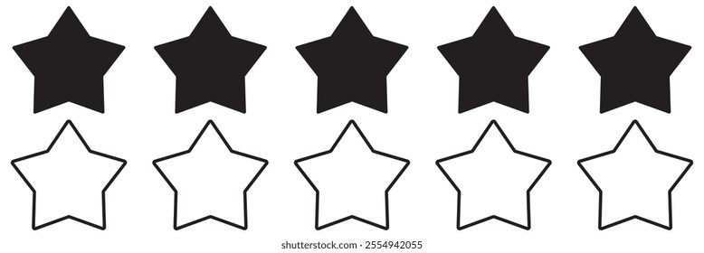 Star simple icons set designed in filled, outline, line and stroke style