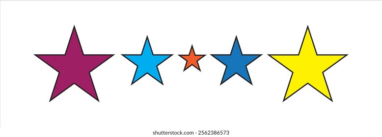 Star simple icons set designed in filled, outline, line and stroke style