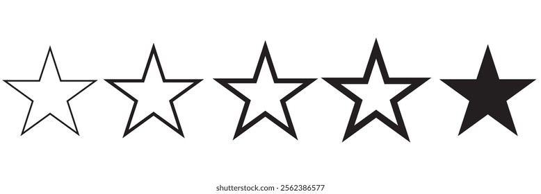 Star simple icons set designed in filled, outline, line and stroke style