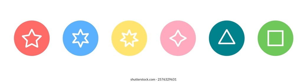 Star simple icons set designed in filled, outline, line and stroke style