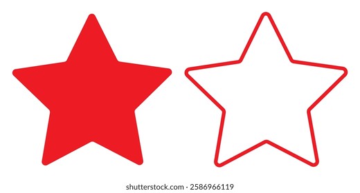 Star simple icons set designed in filled, outline, line and stroke style