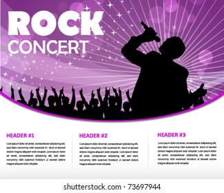 star singer and the crowd of fans - print and web template