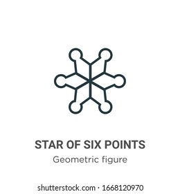 Star of six points outline vector icon. Thin line black star of six points icon, flat vector simple element illustration from editable geometry concept isolated stroke on white background