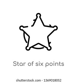 star of six points vector line icon. Simple element illustration. star of six points outline icon from geometry concept. Can be used for web and mobile