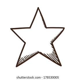 Star. Sketch Symbol Isolated On White.