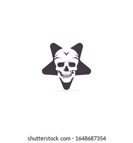 Star Skull logo design template. Skull in vintage style.