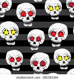 Star Skull Seamless Repeat Wallpaper
