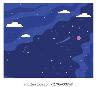 Fondo del cielo de la estrella. Espacio nocturno azul oscuro