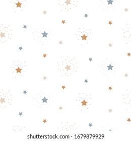El cielo de las estrellas es una forma transparente de fondo vectorial azul y beige neutro. La textura repetida por el bebé de noche estrellada.