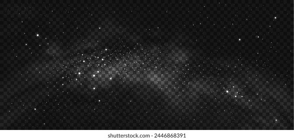 Star Sky Field With Galaxy Night Background, Vector Green Magic Cloud, Christmas Aurora Starry Abstract Texture, Nature Light Scene, Winter Holiday Illustration, Fantasy Cosmic Banner And Copy Space