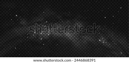 Star Sky Field With Galaxy Night Background, Vector Green Magic Cloud, Christmas Aurora Starry Abstract Texture, Nature Light Scene, Winter Holiday Illustration, Fantasy Cosmic Banner And Copy Space