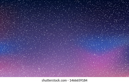 Star sky light, starry night space vector background. Northern lights glow, blue neon aurora abstract galaxy stars shine background