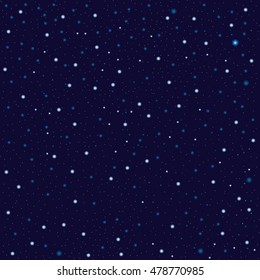 Star sky on dark background seamless pattern, vector illustration. Starry night, outer space seamless background. Realistic cosmos background