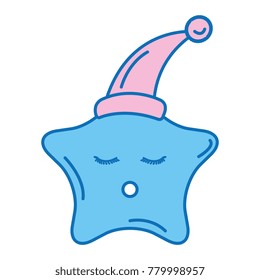 star with sleeping hat kawaii character