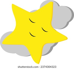 Star sleeping, illustration or icon, vector on white background.