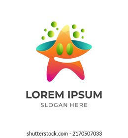 star smile logo vector with 3d colorful style