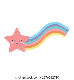 star smiling with one rainbow vector illustration design