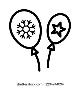 star and snowflake balloon Xmas editable outline icon.
