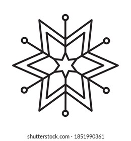 star snowflake icon over white background, line style, vector illustration