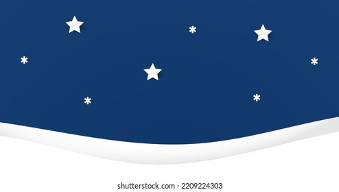 Star and snowflake on blue sky. Snow falling winter season Merry Christmas and Happy New Year background vector illustration.