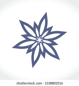 Star snowflake template. The stencil shape typed from the laconic rays of the petals is possible plotter cutting.