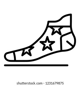 Star sock icon. Outline star sock vector icon for web design isolated on white background