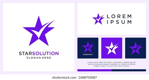 Diseño de logotipo de solución de estrella con marca de verificación