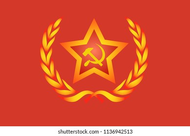 star of Soviet Union with hammer and sickle