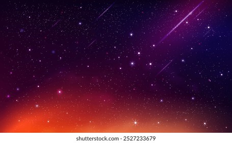 Fondo de la galaxia del espacio de la estrella, cielo azul del universo, nube con la luz estrellada, cielo abstracto del paisaje de la Naturaleza de la Ilustración vectorial con las estrellas en noche de invierno