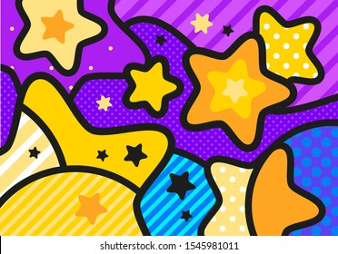 STAR SPACE pop art modern vector illustration for your design. midnight sky background. universe scenery galaxy background  