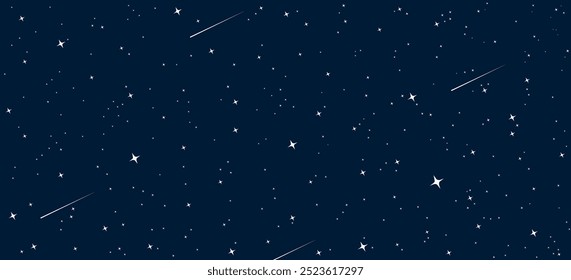 Patrón transparente del espacio de la estrella. Estampado de tela de estrellas brillantes de la galaxia, fondo de luz de estrellas de ciencia astronómica o patrón de Vector de Fondo de pantalla nocturno. Patrón estrellado del universo con estrellas y cometas brillantes