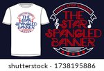 The star spangled banner stylish typography slogan for tee shirt. Abstract design with the lines style. Vector print, typography, poster. Global swatches.