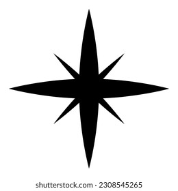 Star-Funkensymbol, schwarze Farbe, Vektorgrafik, flach