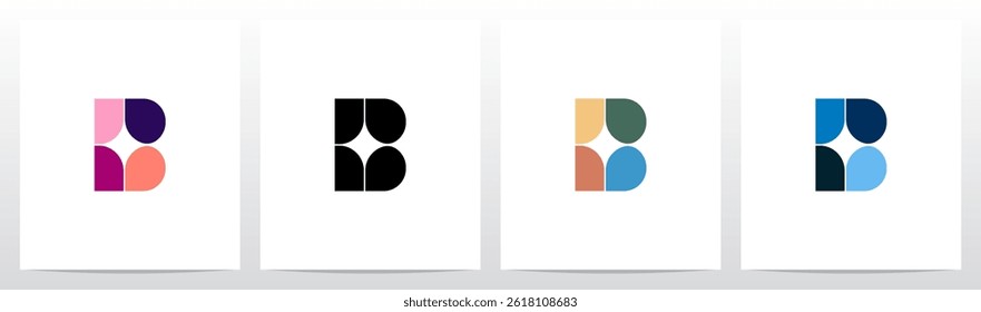 Star Spark Light Negative Space Mosaic Letter Logo Design B