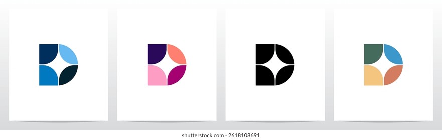 Star Spark Light Negative Space Mosaic Letter Logo Design D