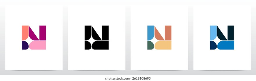 Star Spark Light Negative Space Mosaic Letter Logo Design N