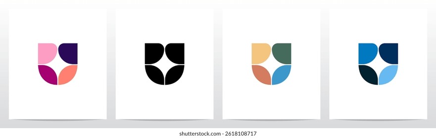 Star Spark Light Negative Space Mosaic Letter Logo Design U