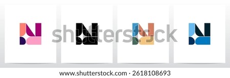 Star Spark Light Negative Space Mosaic Letter Logo Design N