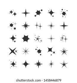 Star Spark Vector. Set Of Black Sparkle Icon On White Background. Magic Effect Elements For Festive Decorative. Vector Illustration.